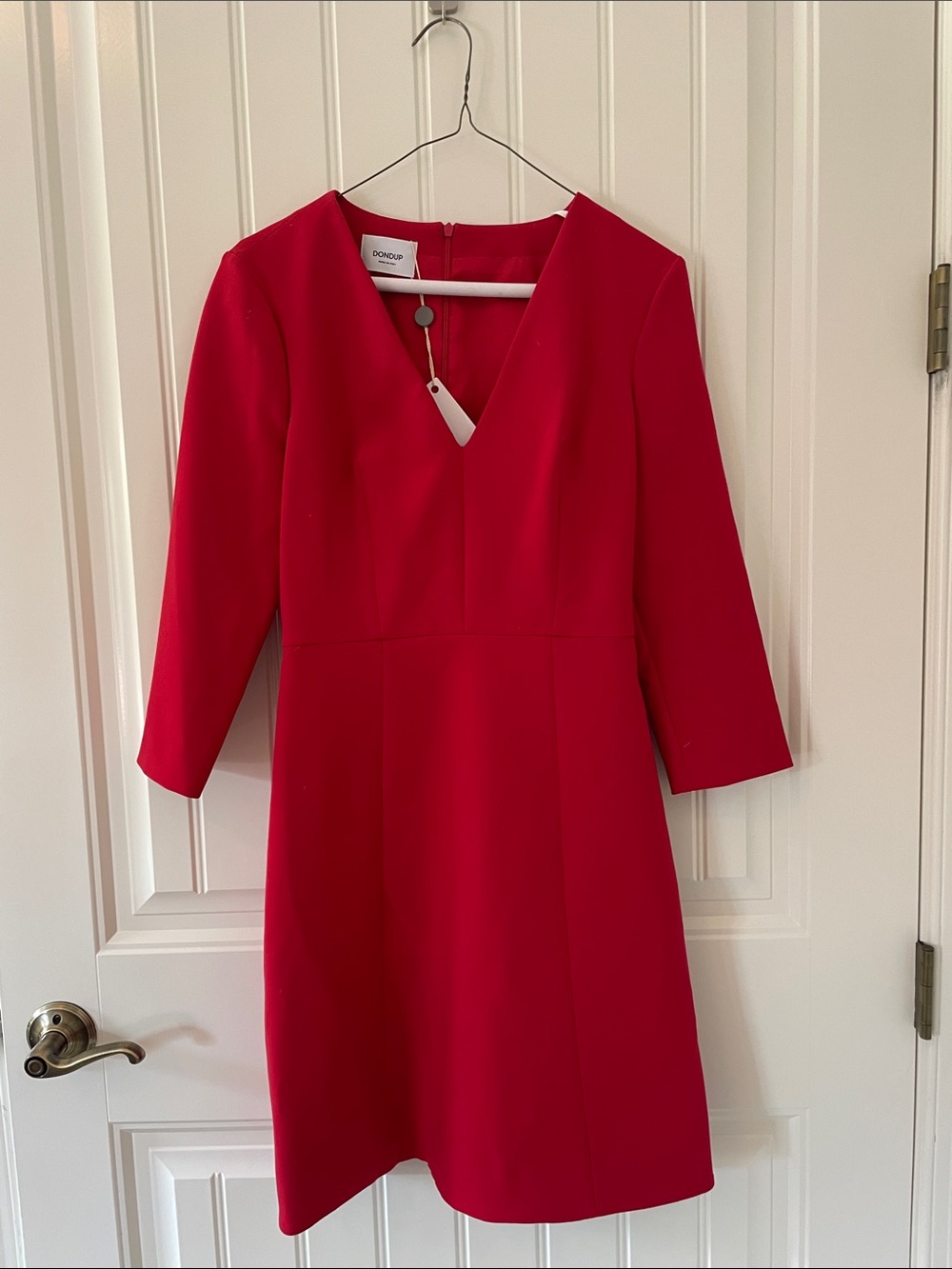 New With Tags- Dondup Red V-Neck Midi Dress